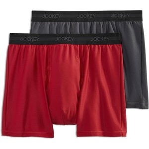 Jockey Men’s Underwear Ultimate Freedom Boxer Brief – 2 Pack(Trusted Grey/Candied Red)