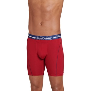 Jockey Sport Men’s Underwear Silver Microfiber 9″ Long Leg Boxer Brief(Best Red)