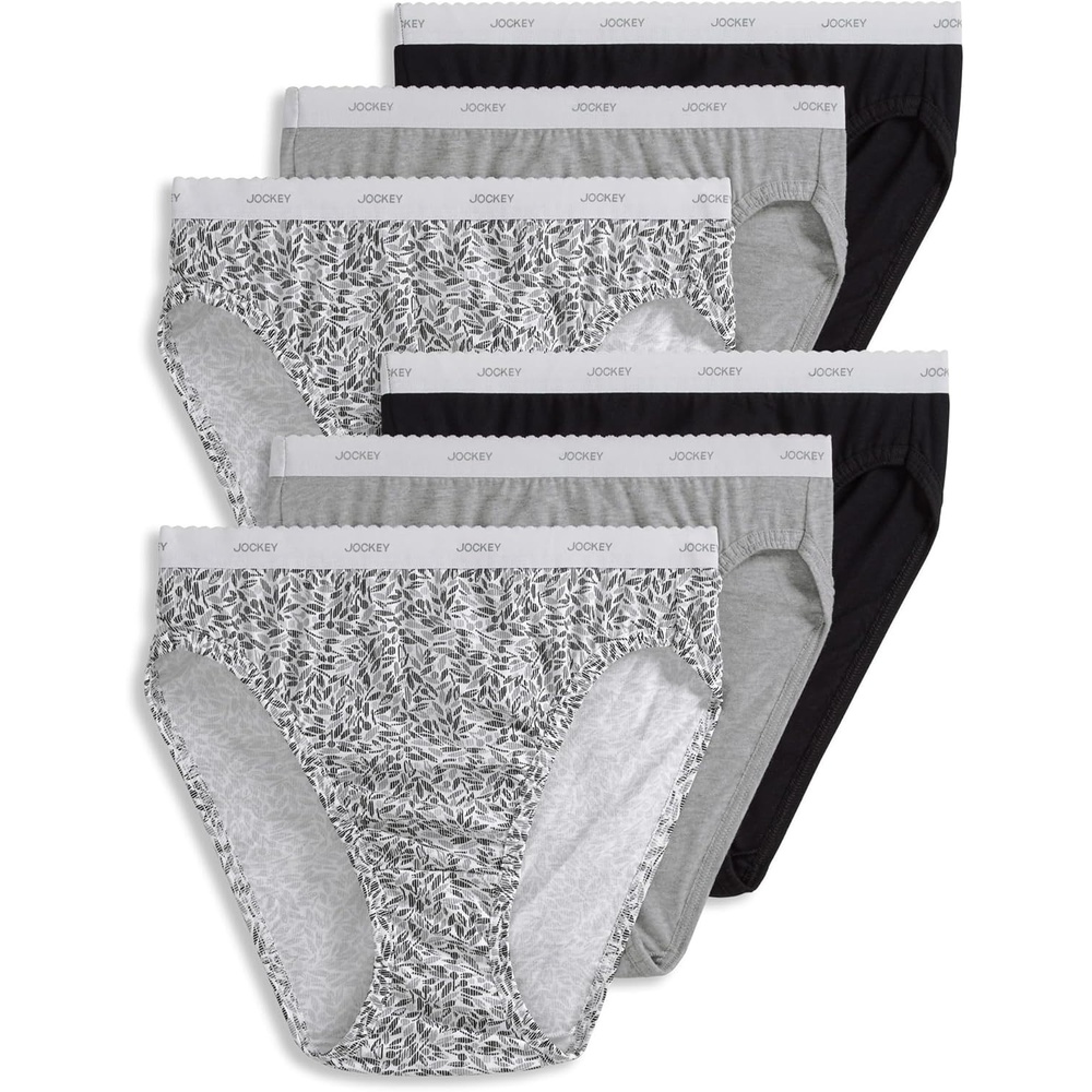 image:imageJockey Womens Underwear Plus Size 100 Cotton Classic French Cut  6 PackBlack Petals
