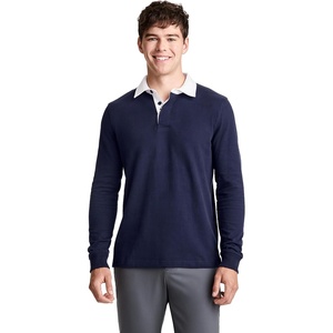 Jockey Men’s Activewear 1876 Collection Long Sleeve Rugby Polo(1876 Navy Blue)