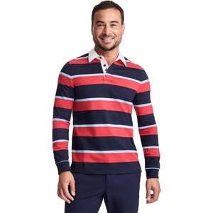 Jockey Men’s Activewear 1876 Collection Long Sleeve Rugby Polo(1876 Red Blue)