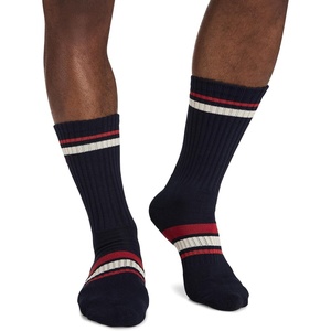 Jockey Men’s Socks Men’s Everyday Cotton Blend Crew Sock(1876 Red Blue)