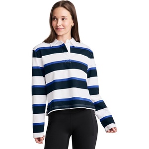 Jockey Women’s Activewear 1876 Collection Cropped Rugby Polo(1876 Lake Blue)