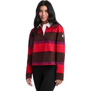 Jockey Women’s Activewear 1876 Collection Cropped Rugby Polo(1876 Red Stripe)