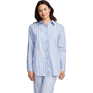 Jockey Women’s Sleepwear Cotton Poplin Long Sleeve Button Up(Lovely Blue)