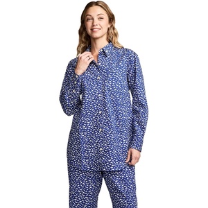 Jockey Women’s Sleepwear Cotton Poplin Long Sleeve Button Up(Schooling Fish)