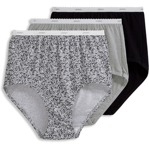 Jockey Women’s Underwear 100% Cotton Classic Brief – 3 Pack(Black Petals)