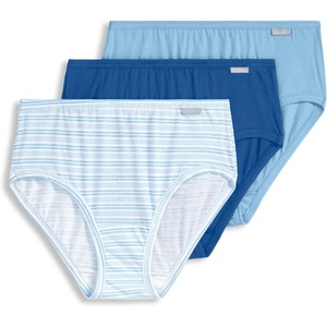 Jockey Women’s Underwear 100% Cotton Elance Hipster – 3 Pack(Blue Stardust/Boardwalk Stripe/Marina Blue)
