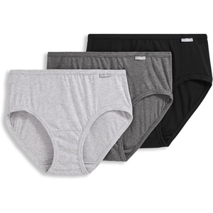 Jockey Women’s Underwear 100% Cotton Elance Hipster – 3 Pack(Grey Heather/Charcoal Heather/Black)