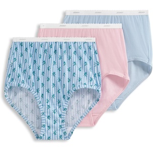Jockey Women’s Underwear Plus Size 100% Cotton Classic Brief – 3 Pack(Elegant Blooms)