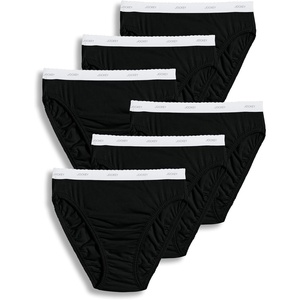 Jockey Women’s Underwear Plus Size 100% Cotton Classic French Cut – 6 Pack(Black)