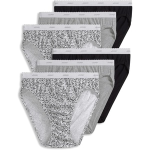 Jockey Women’s Underwear Plus Size 100% Cotton Classic French Cut – 6 Pack(Black Petals)