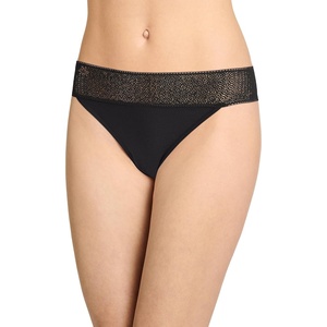 Jockey Women’s Underwear Soft Touch Lace Modal Thong(Black)