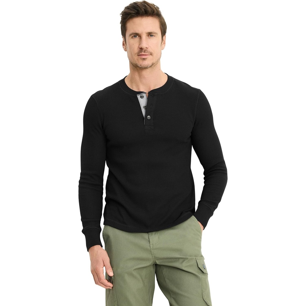 image:imageJockey Mens Baselayer Long Sleeve Waffle HenleyBlack