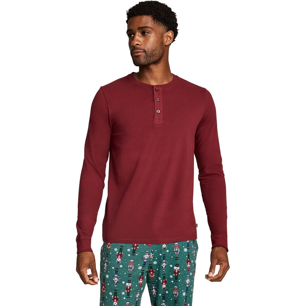 image:imageJockey Mens Sleepwear Mens Fam Jams Long Sleeve HenleyDeep Cranberry