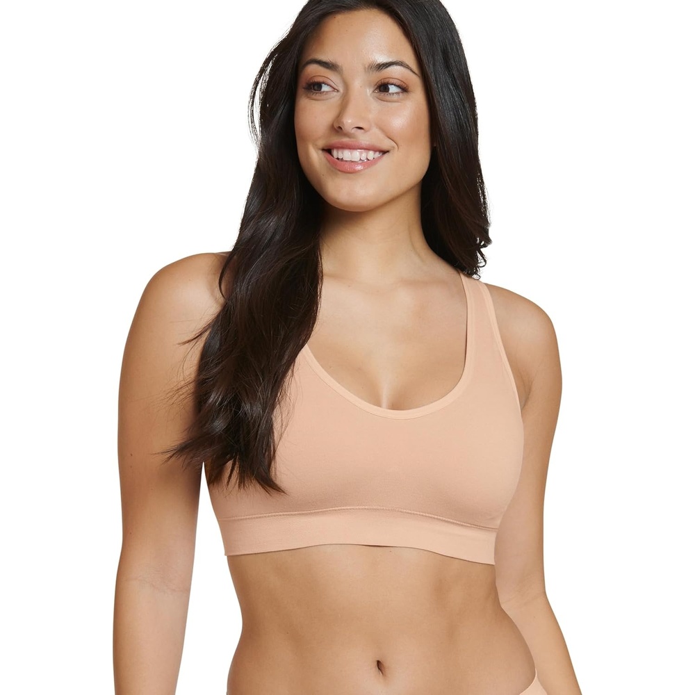 image:imageJockey Womens Bra Seamfree Cotton Blend Support BraletteLight Beige