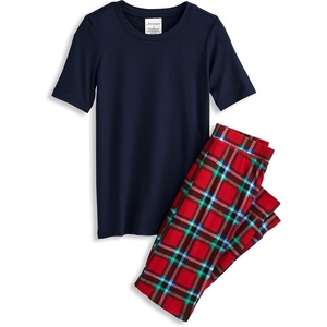 Jockey Boy’s Sleepwear Boy’s Ultra Soft Cooling Jogger Sleep Set(True Navy/Red Wish Plaid)