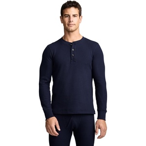 Jockey Men’s Baselayer Long Sleeve Waffle Henley(Jockey Blue)
