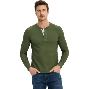 Jockey Men’s Baselayer Long Sleeve Waffle Henley(Military Green Heather)