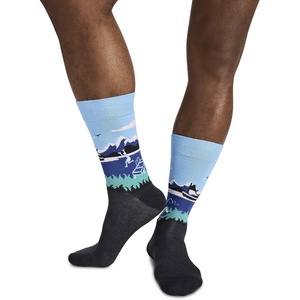 Jockey Men’s Socks Men’s Novelty Dress Crew Sock(Lakeside Scene)