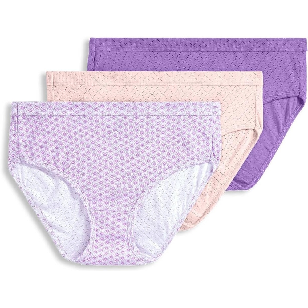 image:imageJockey Womens Underwear 100 Cotton Elance Breathe Brief  3 PackCoral MistPier GeoPurple Amethyst