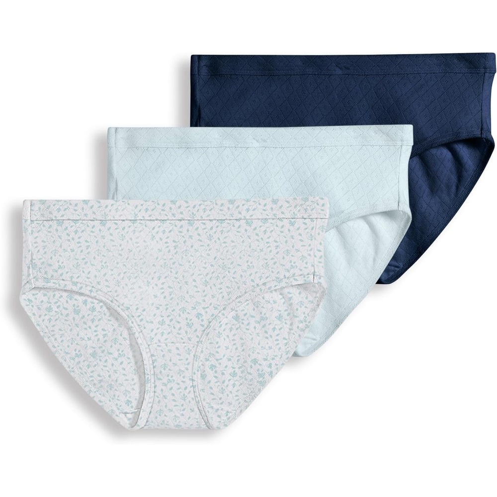 image:imageJockey Womens Underwear 100 Cotton Elance Breathe Brief  3 PackFlowing FineFrothy BlueNavy