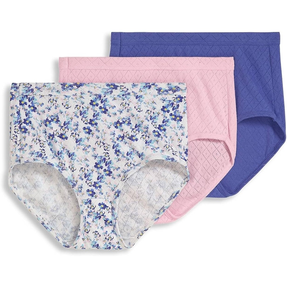 image:imageJockey Womens Underwear 100 Cotton Elance Breathe Brief  3 PackFuture DuskHarmonious FloralPink Opal