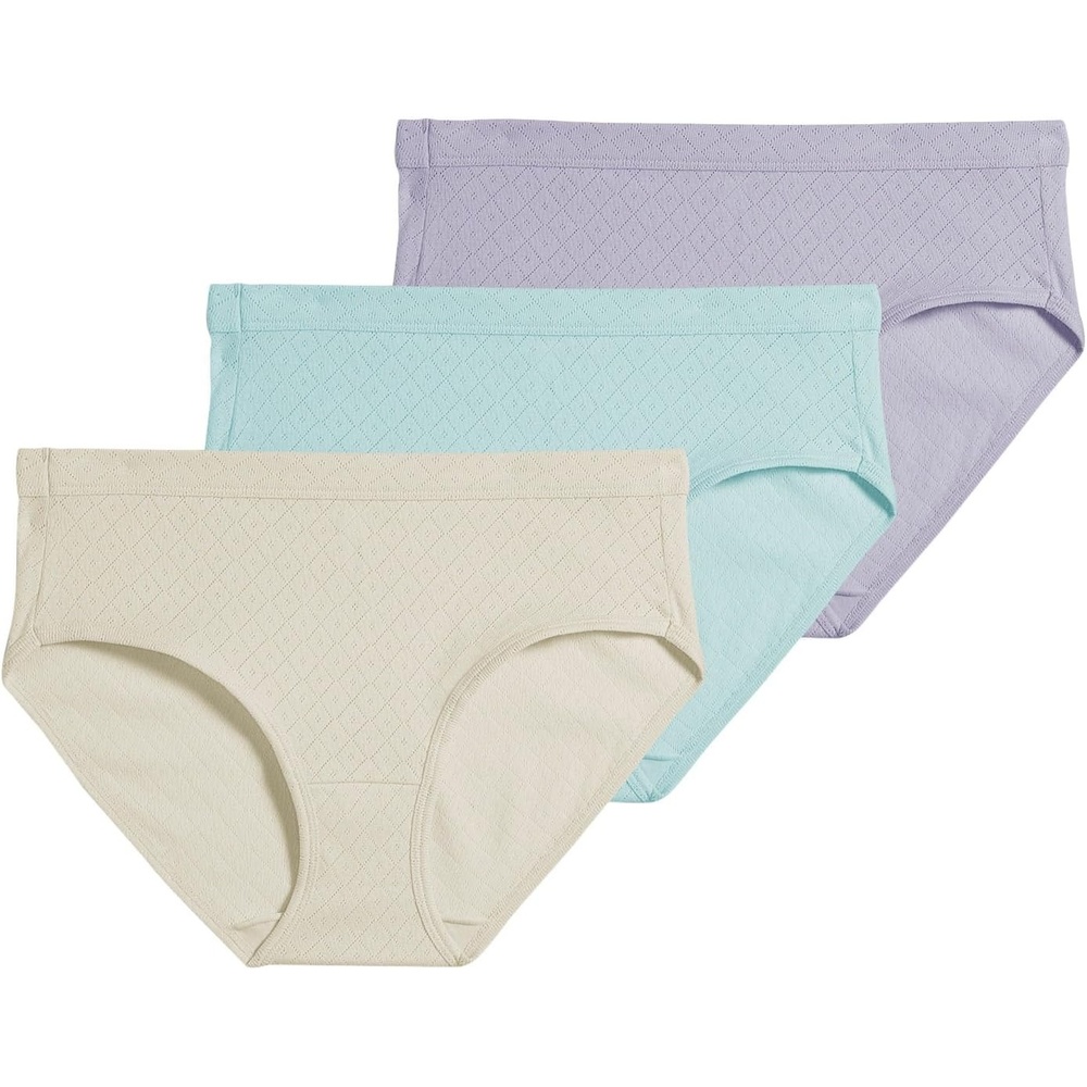 image:imageJockey Womens Underwear 100 Cotton Elance Breathe Brief  3 PackGreen beige purple