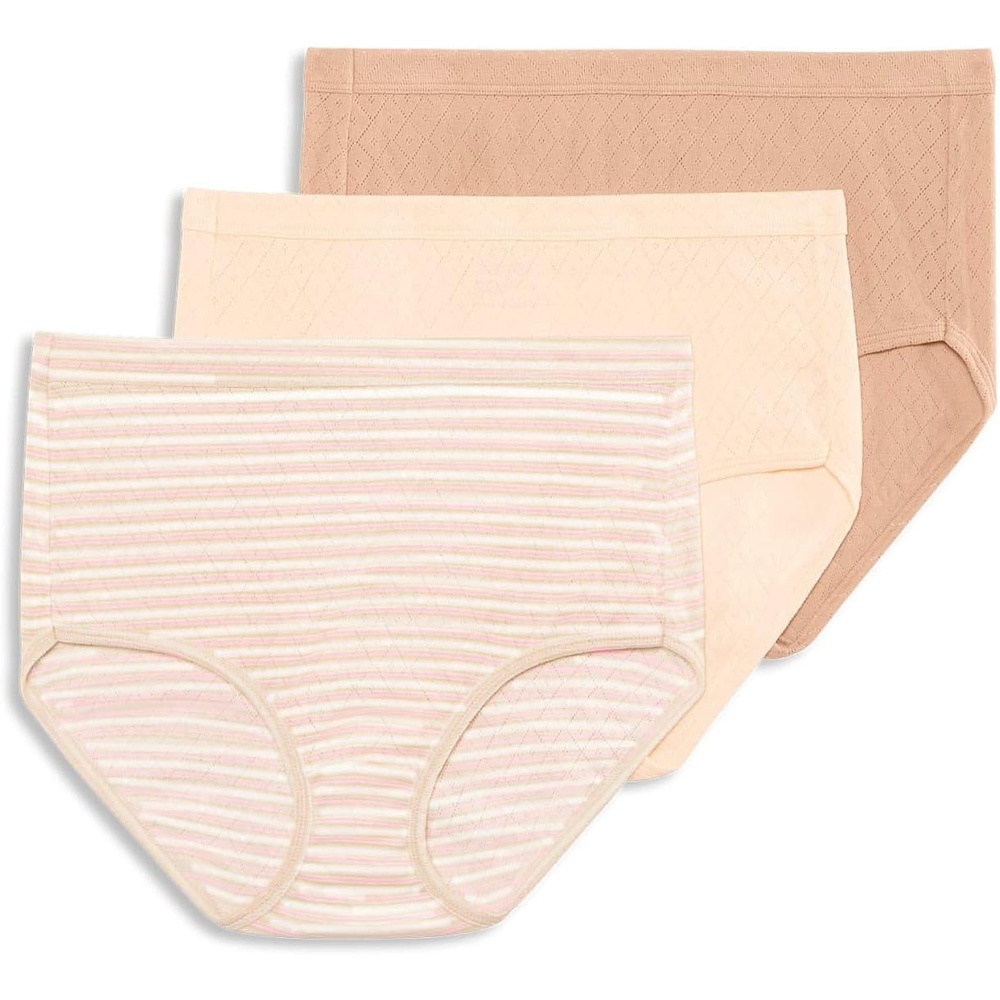 image:imageJockey Womens Underwear 100 Cotton Elance Breathe Brief  3 PackWhisper StripeSheer PeachLight