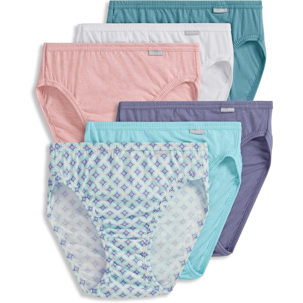 image:imageJockey Womens Underwear 100 Cotton Elance French Cut  6 PackWinter SprigHydrangeaSeaCoral Mist HeatherCoveWhite