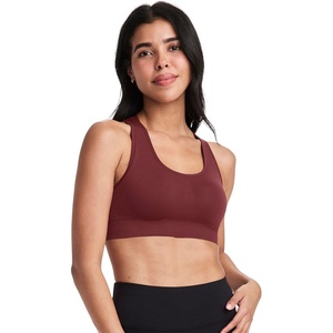 Jockey Women’s Bra Seamfree Mid Impact Sports Bra(Currant)