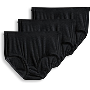 Jockey Women’s Underwear 100% Cotton Elance Breathe Brief – 3 Pack(Black)