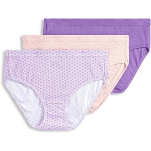 Jockey Women’s Underwear 100% Cotton Elance Breathe Brief – 3 Pack(Coral Mist/Pier Geo/Purple Amethyst)