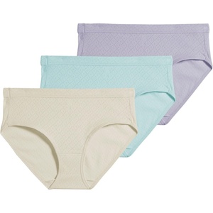 Jockey Women’s Underwear 100% Cotton Elance Breathe Brief – 3 Pack(Green beige purple)