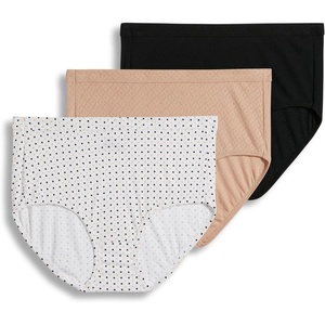 Jockey Women’s Underwear 100% Cotton Elance Breathe Brief – 3 Pack(Light/Simple Dot/Black)