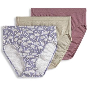 Jockey Women’s Underwear 100% Cotton Elance Breathe Brief – 3 Pack(Sandy Shimmer/Floral Frayed Hydrangea/Purple Haze)