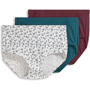 Jockey Women’s Underwear 100% Cotton Elance Breathe Brief – 3 Pack(Teal Flower Mix)
