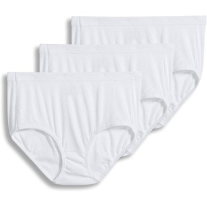 Jockey Women’s Underwear 100% Cotton Elance Breathe Brief – 3 Pack(White)