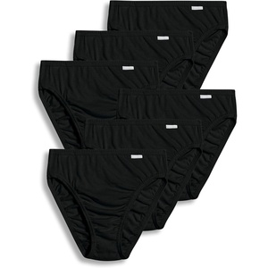 Jockey Women’s Underwear 100% Cotton Elance French Cut – 6 Pack(Black)