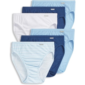 Jockey Women’s Underwear 100% Cotton Elance French Cut – 6 Pack(White/Boardwalk Stripe/Marina Blue/Blue Stardust/Marina Blue/Blue Stardust)