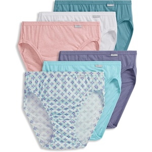 Jockey Women’s Underwear 100% Cotton Elance French Cut – 6 Pack(Winter Sprig/Hydrangea/Sea/Coral Mist Heather/Cove/White)