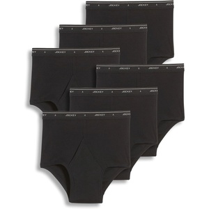 Jockey Classic Full Rise Brief- 6 Pack – 100% Cotton Underwear for Men(Black)