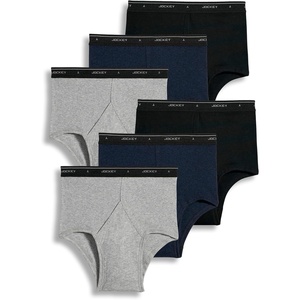 Jockey Classic Full Rise Brief- 6 Pack – 100% Cotton Underwear for Men(Denim/Cinder Heather/Black)
