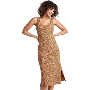 Jockey Women’s Activewear Cotton Stretch Tank Dress with Built-in Bra(Golden Animal)