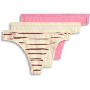 Jockey Women’s Underwear Organic Cotton Stretch Logo Thong – 3 Pack(Fawn Sparkles)