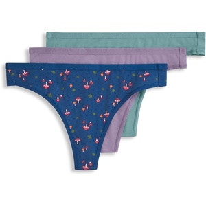 Jockey Women’s Underwear Organic Cotton Stretch Logo Thong – 3 Pack(Mushroom Toss)
