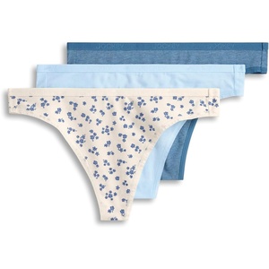Jockey Women’s Underwear Organic Cotton Stretch Logo Thong – 3 Pack(Winter Floral)