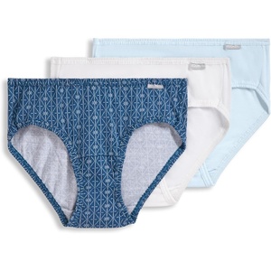 Jockey Women’s Underwear 100% Cotton Elance Bikini – 3 Pack(Flower Grid)