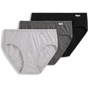 Jockey Women’s Underwear 100% Cotton Elance Bikini – 3 Pack(Grey Heather/Charcoal Heather/Black)