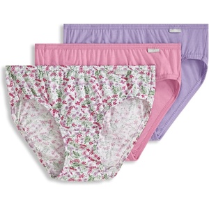 Jockey Women’s Underwear 100% Cotton Elance Bikini – 3 Pack(Pressed Petals)